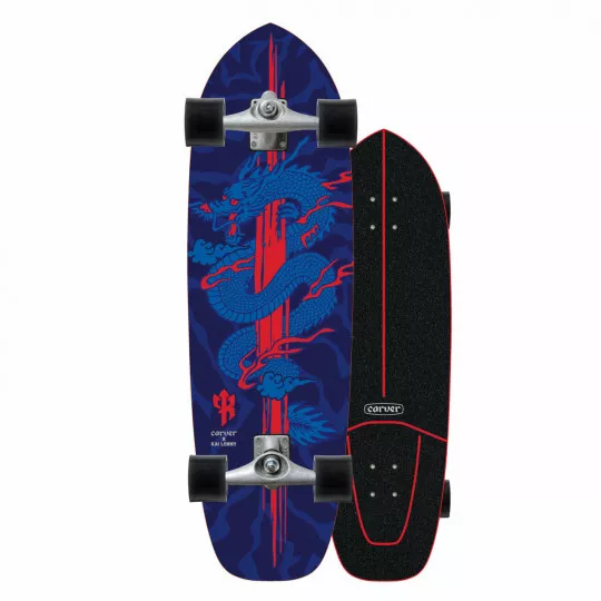 Surfskate Carver Kai Lenny Dragon longeur 34 truck C7 couleurs bleu rouge